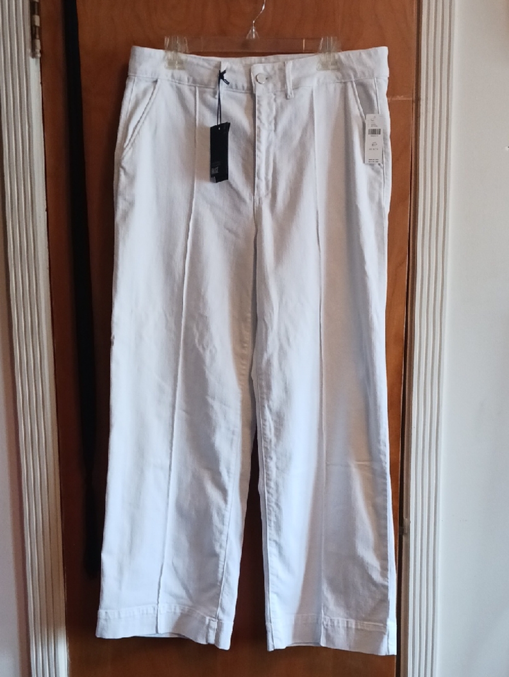 Womans White Straight-Leg Pants